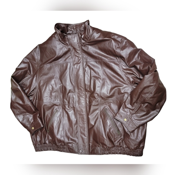 King Size Jackets & Coats King Size Mens Brown Lined Leather Bomber